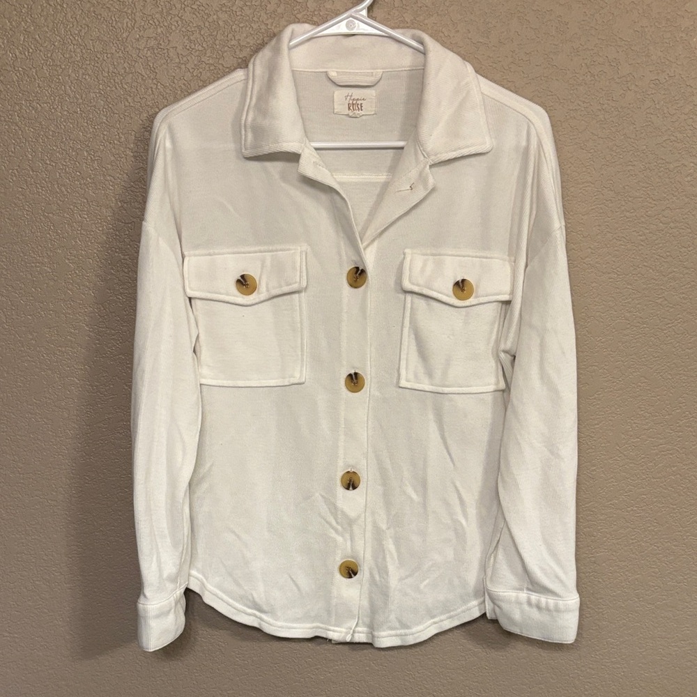 Hippie Rose White Button Down Shirt